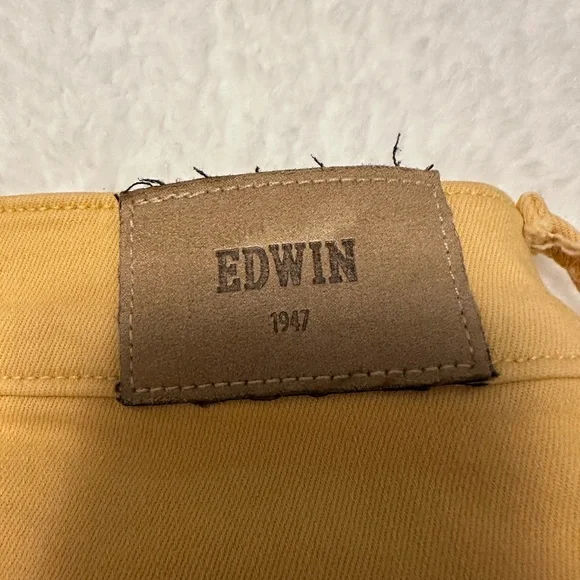 Anthropologie Edwin Bree Slim Raw Hem Women's Jeans Yellow Size 26 EUC - Picture 10 of 12